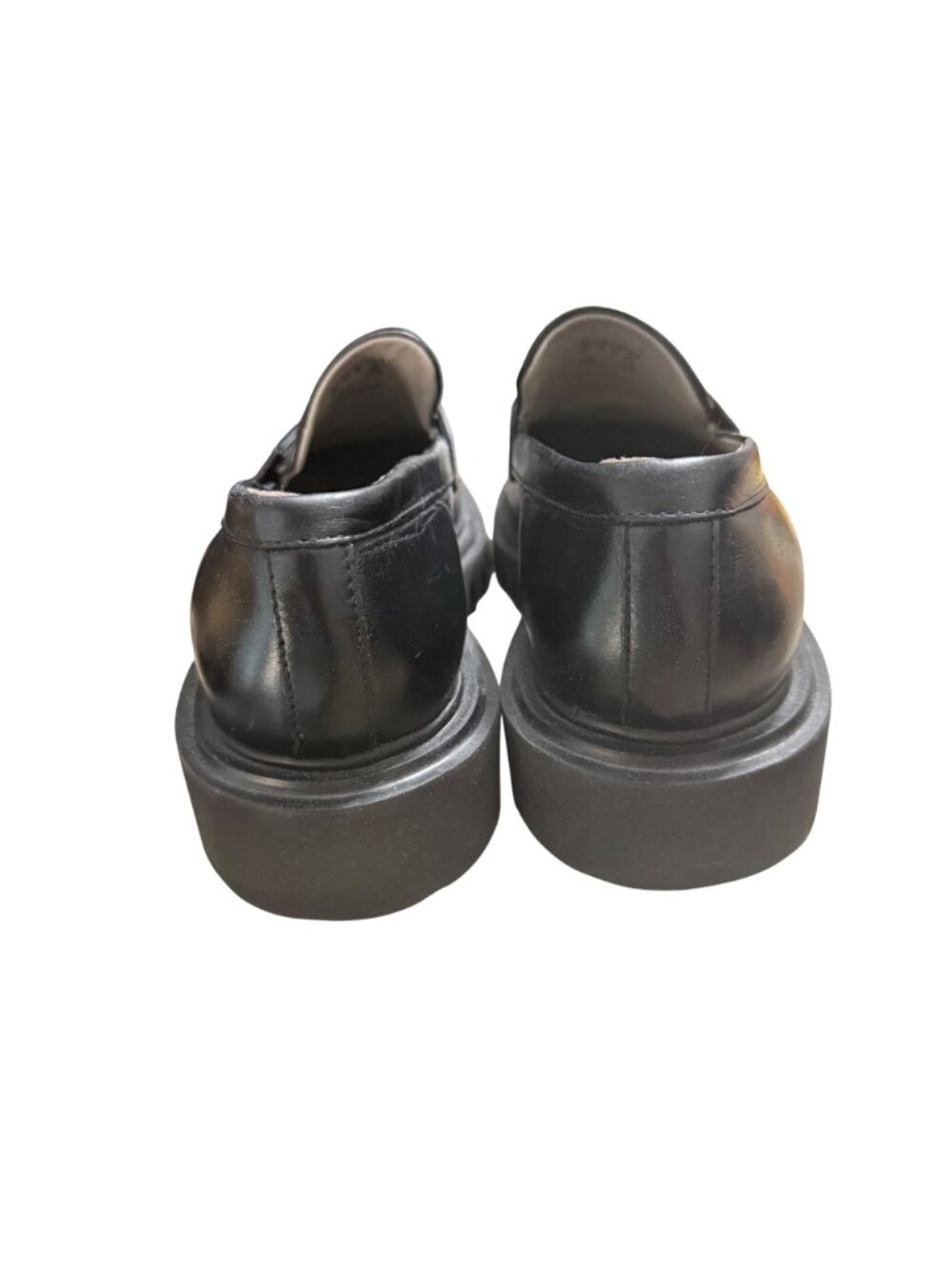 All Saints Black Lola Lugged Chunky Sole Penny Loafers Leather Womens Size 10 - Picture 4 of 10